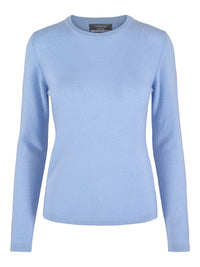 Rundhals kashmirgenser lyseblå